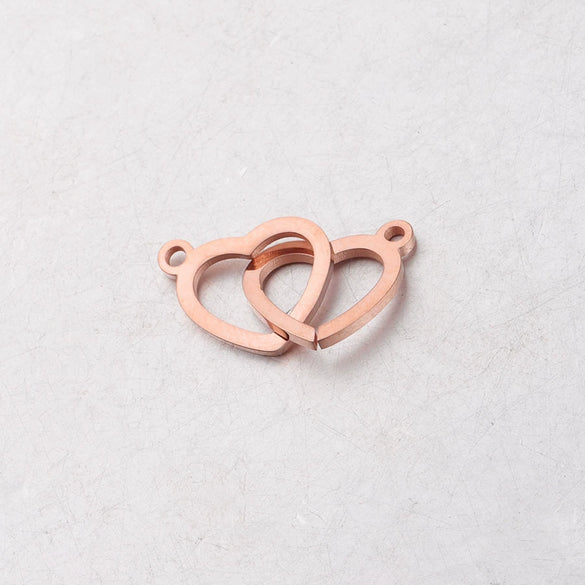 Jewelry Accessories Stainless Steel Double Peach Heart Love Shape Connector Fine Polishing