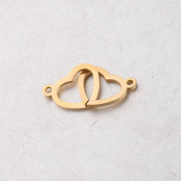 Jewelry Accessories Stainless Steel Double Peach Heart Love Shape Connector Fine Polishing