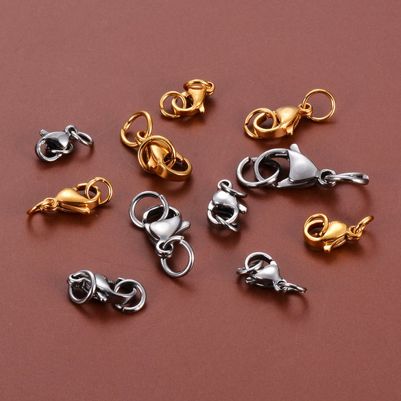 Jewelry Accessories Stainless Steel Double Ring Lobster Clasp Electroplating Finishing Combination Connection Buckle For Necklace And Bracelet