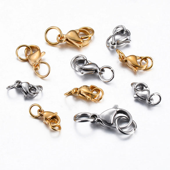 Jewelry Accessories Stainless Steel Double Ring Lobster Clasp Electroplating Finishing Combination Connection Buckle For Necklace And Bracelet