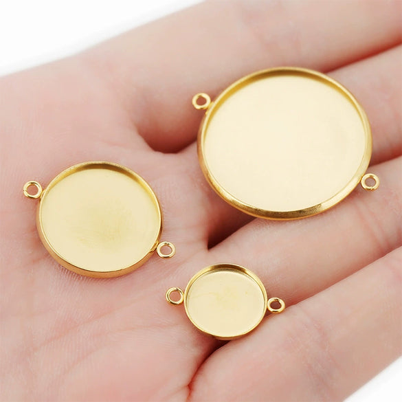 Jewelry Accessories Stainless Steel Double Ring Pendant Holder Electroplating Geometric Style