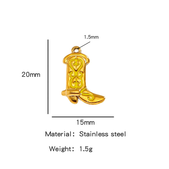 Jewelry Accessories Stainless Steel Dripping Oil Western Cowboy Boots Pendants For Men And Women