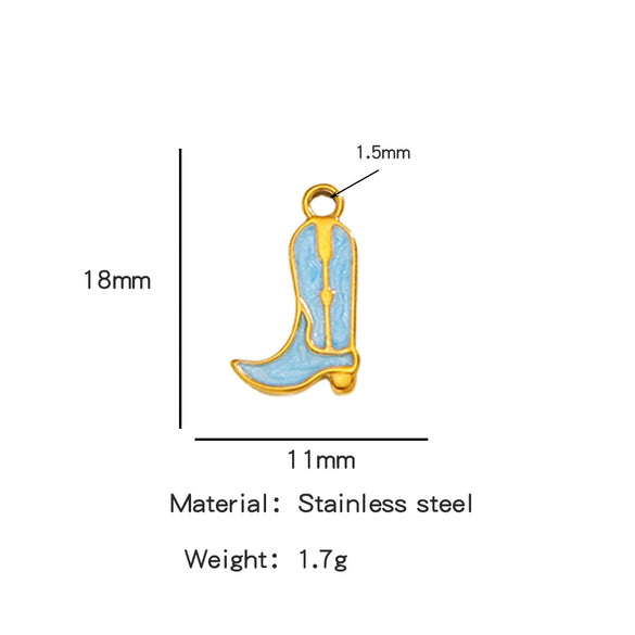 Jewelry Accessories Stainless Steel Dripping Oil Western Cowboy Boots Pendants For Men And Women