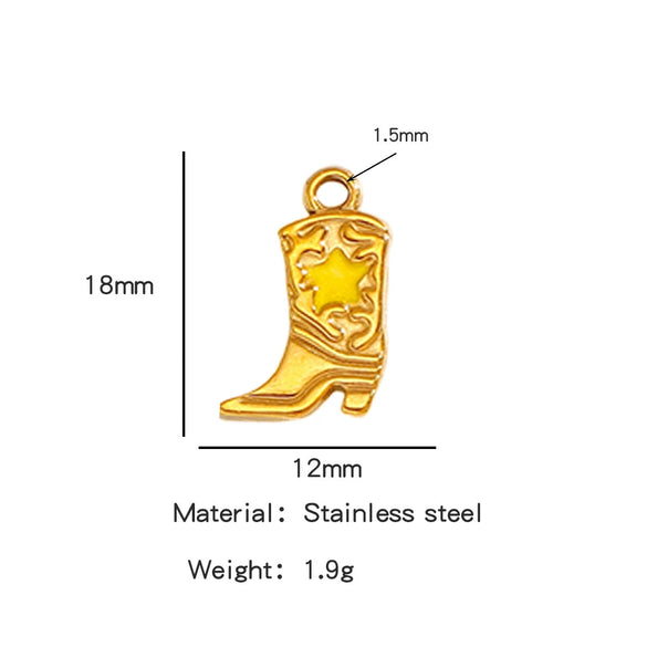 Jewelry Accessories Stainless Steel Dripping Oil Western Cowboy Boots Pendants For Men And Women