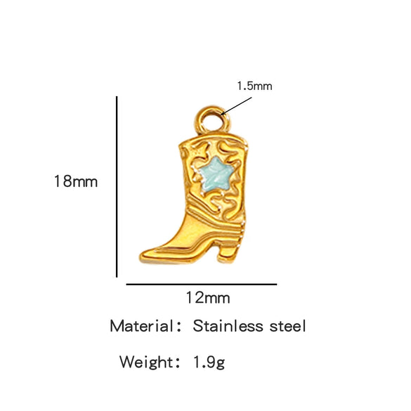 Jewelry Accessories Stainless Steel Dripping Oil Western Cowboy Boots Pendants For Men And Women