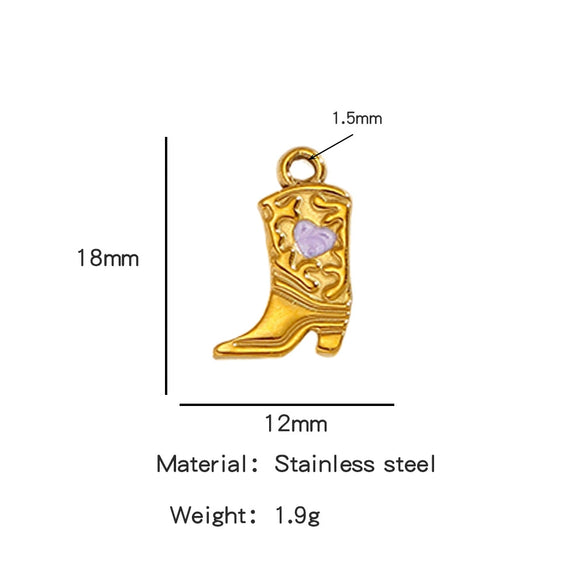Jewelry Accessories Stainless Steel Dripping Oil Western Cowboy Boots Pendants For Men And Women