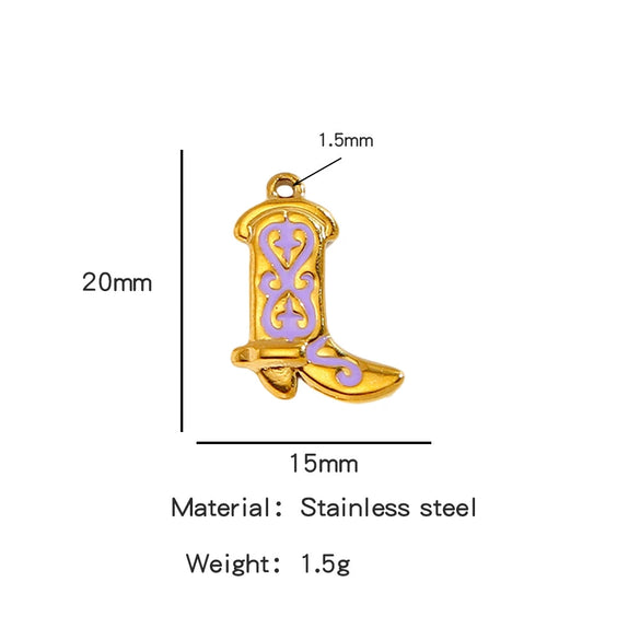 Jewelry Accessories Stainless Steel Dripping Oil Western Cowboy Boots Pendants For Men And Women
