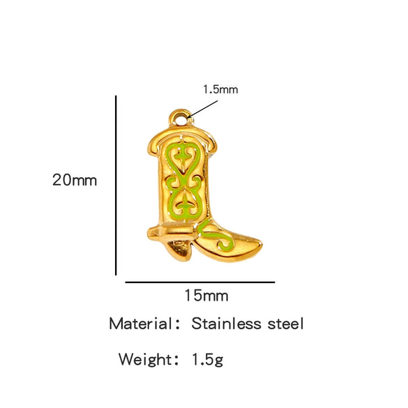 Jewelry Accessories Stainless Steel Dripping Oil Western Cowboy Boots Pendants For Men And Women