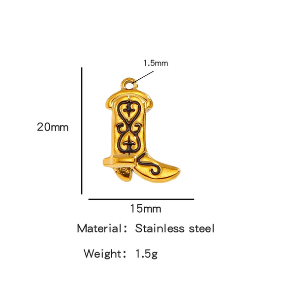 Jewelry Accessories Stainless Steel Dripping Oil Western Cowboy Boots Pendants For Men And Women