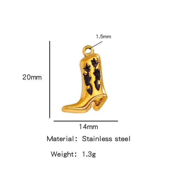 Jewelry Accessories Stainless Steel Dripping Oil Western Cowboy Boots Pendants For Men And Women