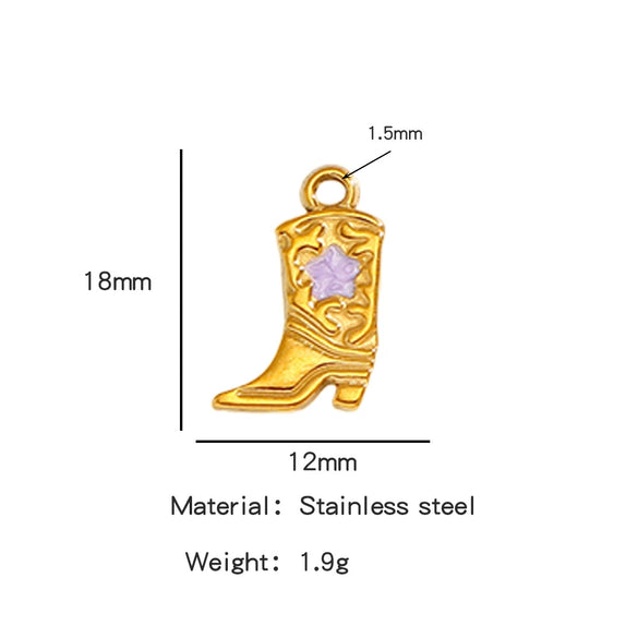 Jewelry Accessories Stainless Steel Dripping Oil Western Cowboy Boots Pendants For Men And Women