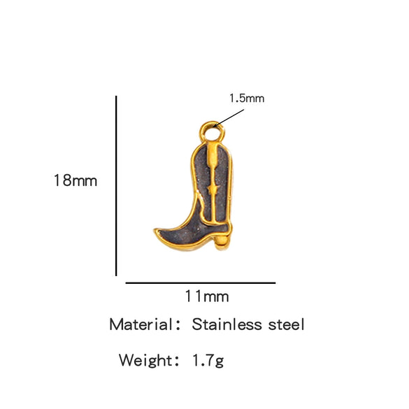 Jewelry Accessories Stainless Steel Dripping Oil Western Cowboy Boots Pendants For Men And Women