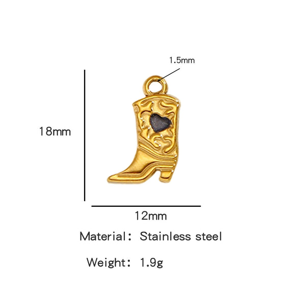 Jewelry Accessories Stainless Steel Dripping Oil Western Cowboy Boots Pendants For Men And Women