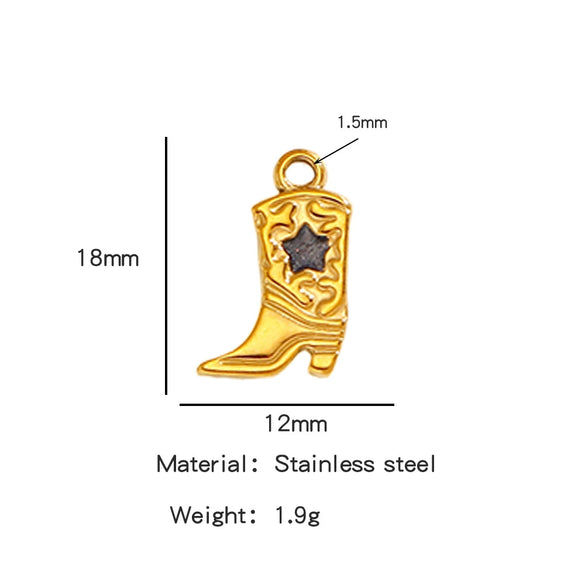 Jewelry Accessories Stainless Steel Dripping Oil Western Cowboy Boots Pendants For Men And Women