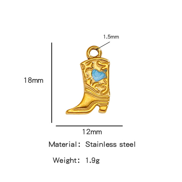 Jewelry Accessories Stainless Steel Dripping Oil Western Cowboy Boots Pendants For Men And Women