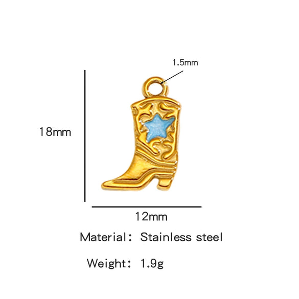 Jewelry Accessories Stainless Steel Dripping Oil Western Cowboy Boots Pendants For Men And Women