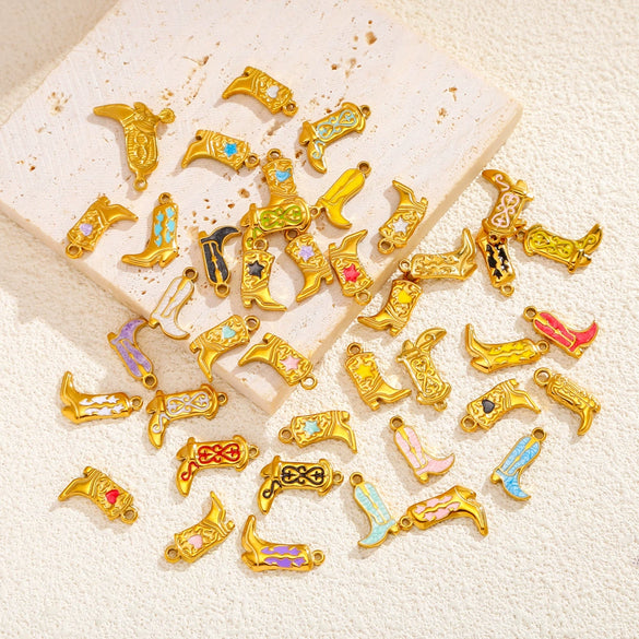 Jewelry Accessories Stainless Steel Dripping Oil Western Cowboy Boots Pendants For Men And Women