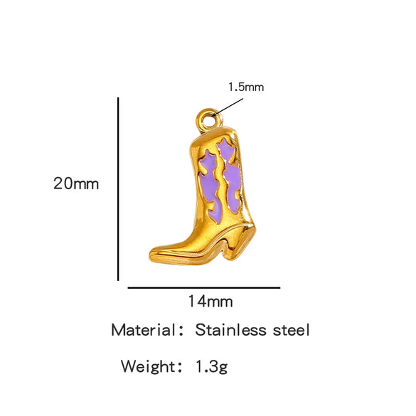 Jewelry Accessories Stainless Steel Dripping Oil Western Cowboy Boots Pendants For Men And Women