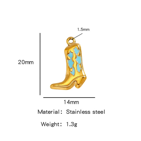 Jewelry Accessories Stainless Steel Dripping Oil Western Cowboy Boots Pendants For Men And Women