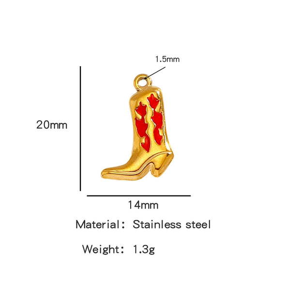 Jewelry Accessories Stainless Steel Dripping Oil Western Cowboy Boots Pendants For Men And Women
