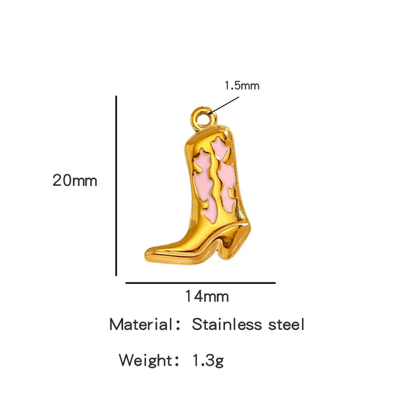 Jewelry Accessories Stainless Steel Dripping Oil Western Cowboy Boots Pendants For Men And Women