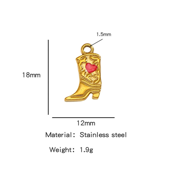 Jewelry Accessories Stainless Steel Dripping Oil Western Cowboy Boots Pendants For Men And Women