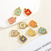 Jewelry Accessories Stainless Steel Enamel Square Butterfly Pendant Dripping Oil Style