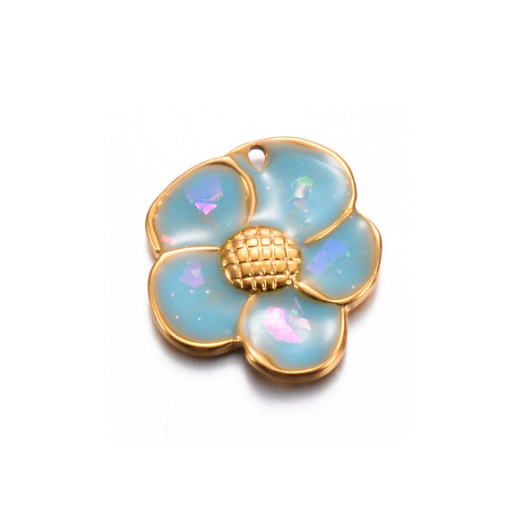 Jewelry Accessories Stainless Steel Floral Dripping Oil Style Pendant Bracelet And Earrings Material