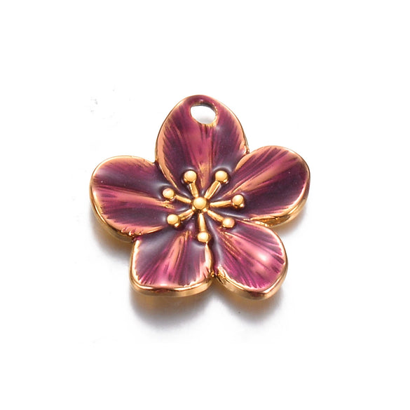 Jewelry Accessories Stainless Steel Floral Dripping Oil Style Pendant Bracelet And Earrings Material