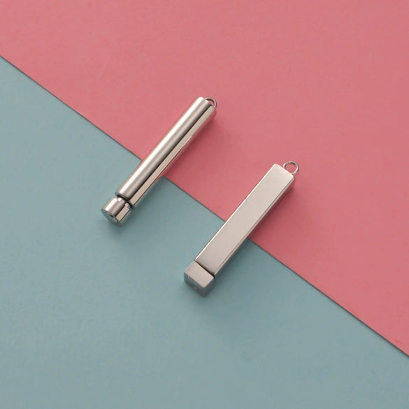Jewelry Accessories Stainless Steel Glossy Geometric Cylindrical Cuboid Telescopic Stereo Stick Pendant Electroplated