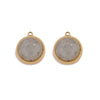 Jewelry Accessories Stainless Steel Gold Plated Natural Stone Round Bohemian Flat Back Charm Pendant Diy Earrings With Fish Pattern Retro Style