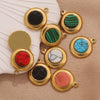 Jewelry Accessories Stainless Steel Gold Plated Natural Stone Round Bohemian Flat Back Charm Pendant Diy Earrings With Fish Pattern Retro Style