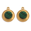 Jewelry Accessories Stainless Steel Gold Plated Natural Stone Round Bohemian Flat Back Charm Pendant Diy Earrings With Fish Pattern Retro Style