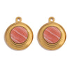 Jewelry Accessories Stainless Steel Gold Plated Natural Stone Round Bohemian Flat Back Charm Pendant Diy Earrings With Fish Pattern Retro Style
