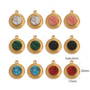 Jewelry Accessories Stainless Steel Gold Plated Natural Stone Round Bohemian Flat Back Charm Pendant Diy Earrings With Fish Pattern Retro Style