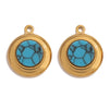 Jewelry Accessories Stainless Steel Gold Plated Natural Stone Round Bohemian Flat Back Charm Pendant Diy Earrings With Fish Pattern Retro Style
