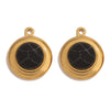 Jewelry Accessories Stainless Steel Gold Plated Natural Stone Round Bohemian Flat Back Charm Pendant Diy Earrings With Fish Pattern Retro Style