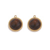 Jewelry Accessories Stainless Steel Gold Plated Natural Stone Round Bohemian Flat Back Charm Pendant Diy Earrings With Fish Pattern Retro Style