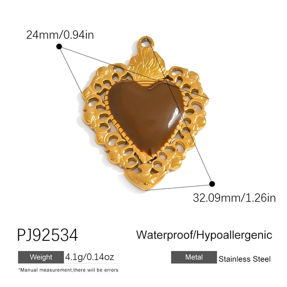 Jewelry Accessories Stainless Steel Heart Pendant Handmade Electroplated Bracelet Necklace