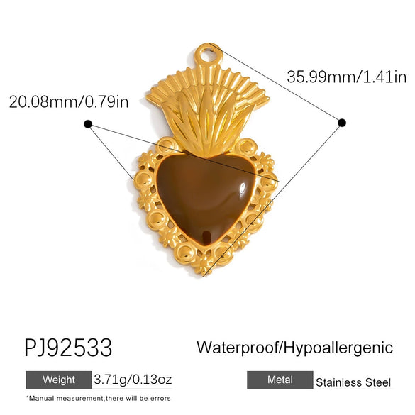 Jewelry Accessories Stainless Steel Heart Pendant Handmade Electroplated Bracelet Necklace