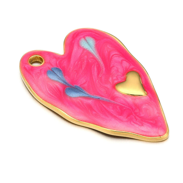 Jewelry Accessories Stainless Steel Heart Shape Dripping Oil Pendant For Bracelet Necklace Clothing