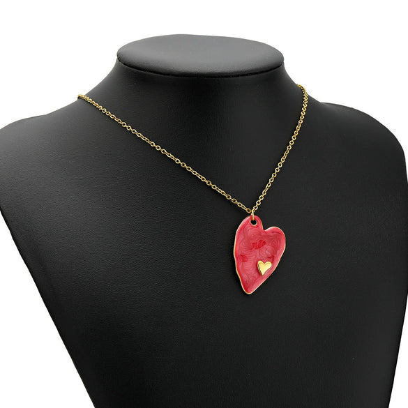 Jewelry Accessories Stainless Steel Heart Shape Dripping Oil Pendant For Bracelet Necklace Clothing