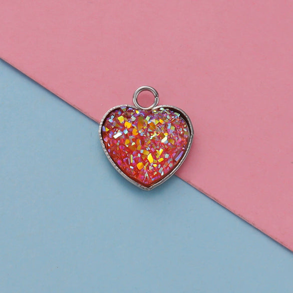 Jewelry Accessories Stainless Steel Heart Shaped Starry Pendant Electroplating