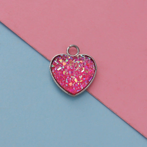 Jewelry Accessories Stainless Steel Heart Shaped Starry Pendant Electroplating