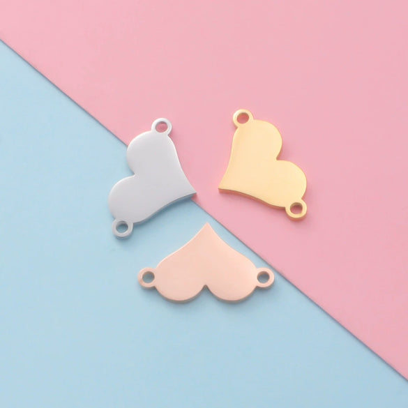 Jewelry Accessories Stainless Steel Heartshaped Love Pattern Laser Electroplated Pendant
