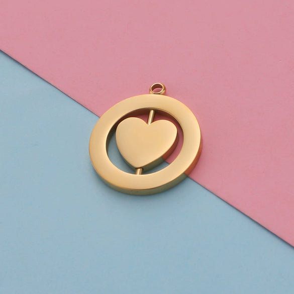 Jewelry Accessories Stainless Steel Hollow Rotatable Square Round Heartshaped Electroplated Pendant