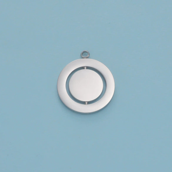 Jewelry Accessories Stainless Steel Hollow Rotatable Square Round Heartshaped Electroplated Pendant