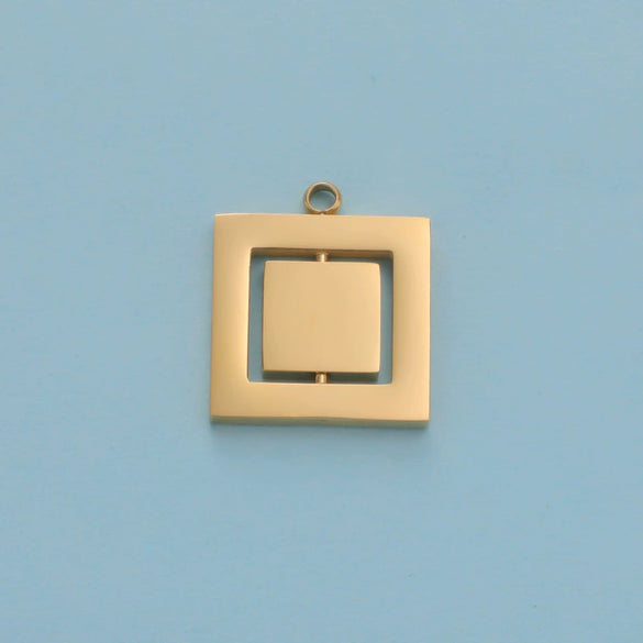 Jewelry Accessories Stainless Steel Hollow Rotatable Square Round Heartshaped Electroplated Pendant