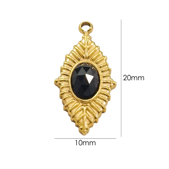Jewelry Accessories Stainless Steel Inlaid Natural Stone French Retro Oval Leaves Geometric Style