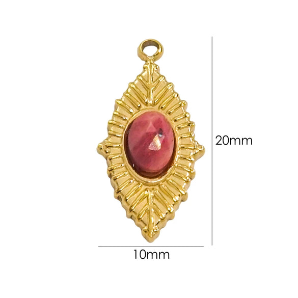 Jewelry Accessories Stainless Steel Inlaid Natural Stone French Retro Oval Leaves Geometric Style